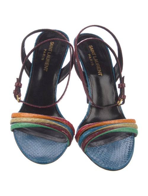 Saint Laurent Snakeskin Colorblock Pattern Sandals