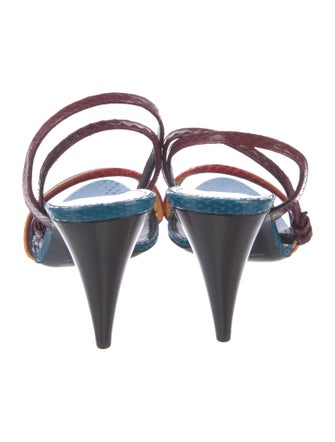 Saint Laurent Snakeskin Colorblock Pattern Sandals