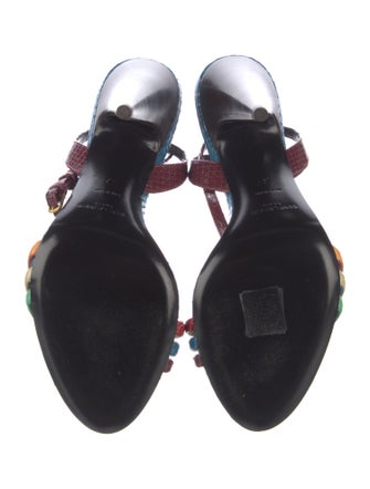 Saint Laurent Snakeskin Colorblock Pattern Sandals