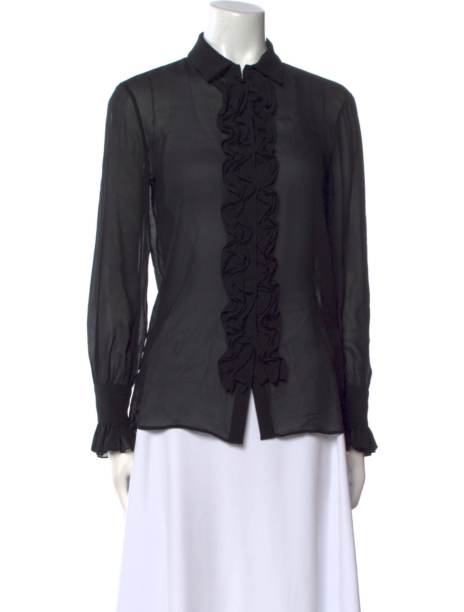 Saint Laurent 2013 Ruffle Button-Up Top