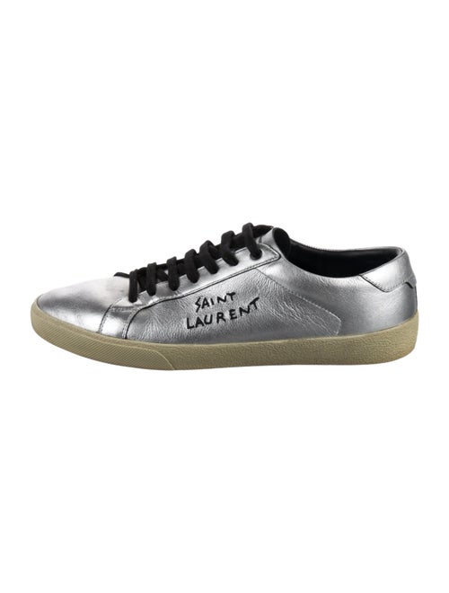 Saint Laurent Leather Embroidered Accent Sneakers