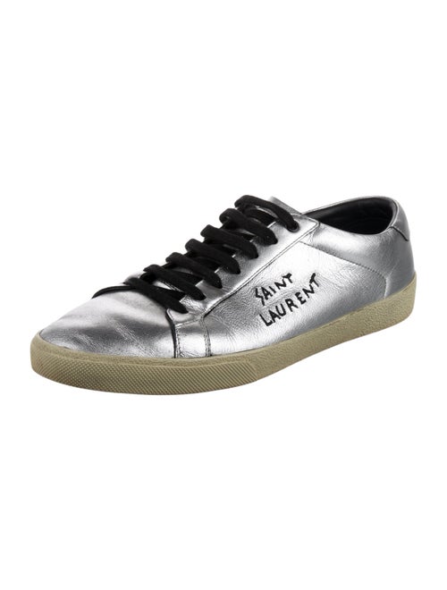 Saint Laurent Leather Embroidered Accent Sneakers