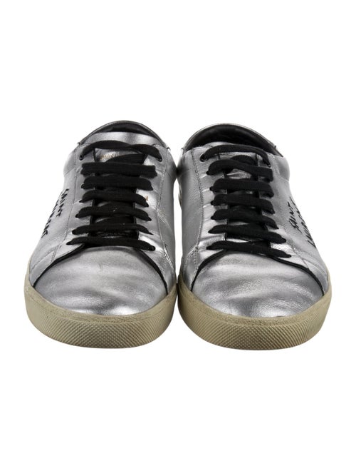 Saint Laurent Leather Embroidered Accent Sneakers
