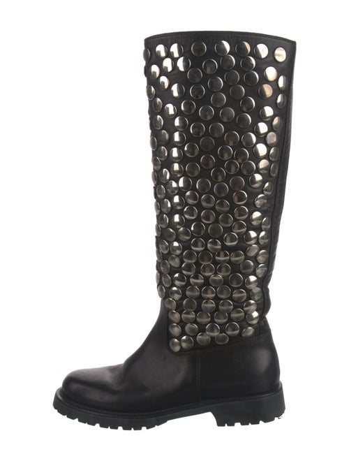 Saint Laurent Leather Studded Accents Rain Boots
