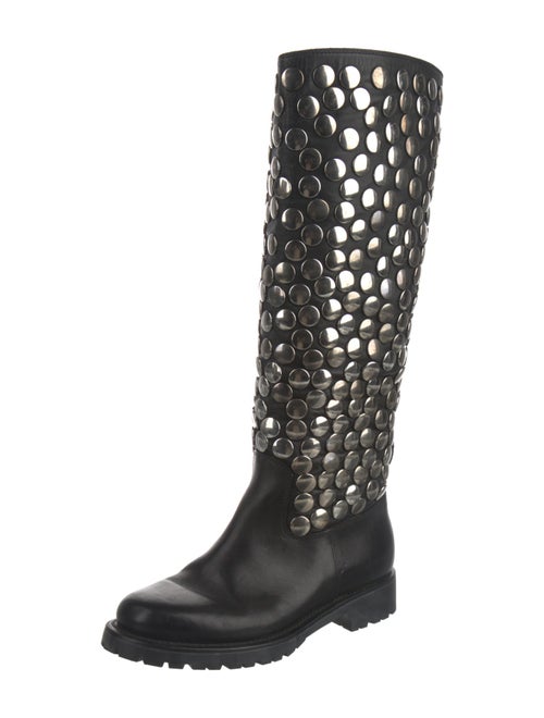 Saint Laurent Leather Studded Accents Rain Boots