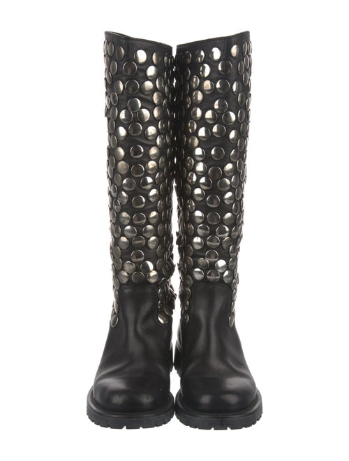 Saint Laurent Leather Studded Accents Rain Boots
