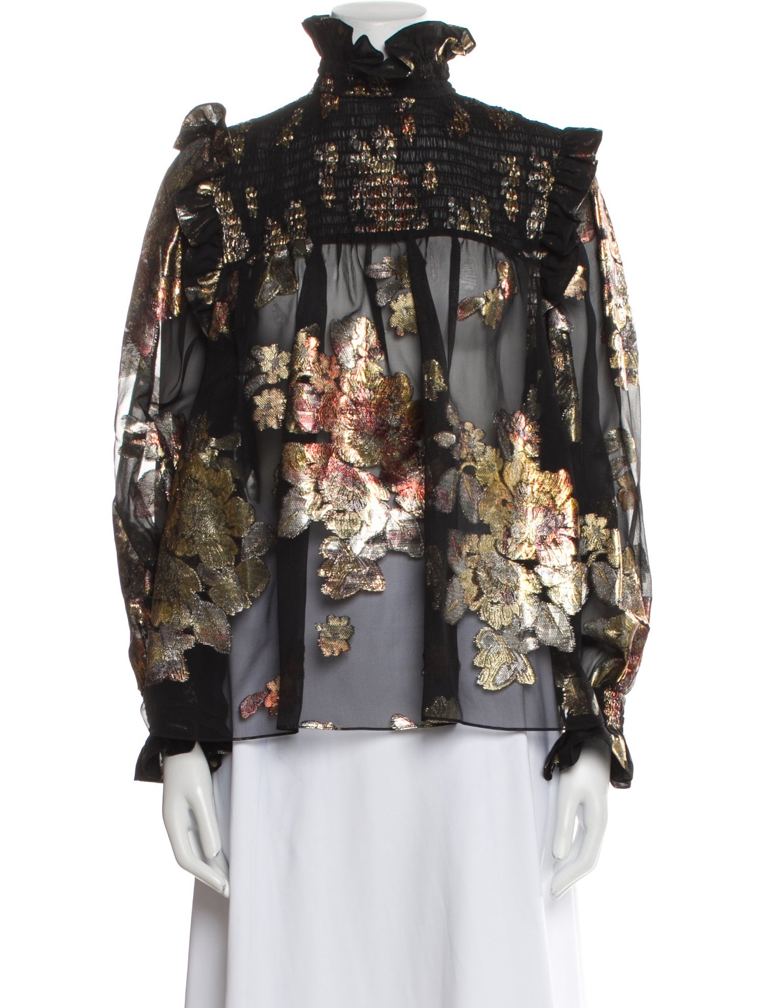 Saint Laurent Silk Floral Print Blouse w/ Tags