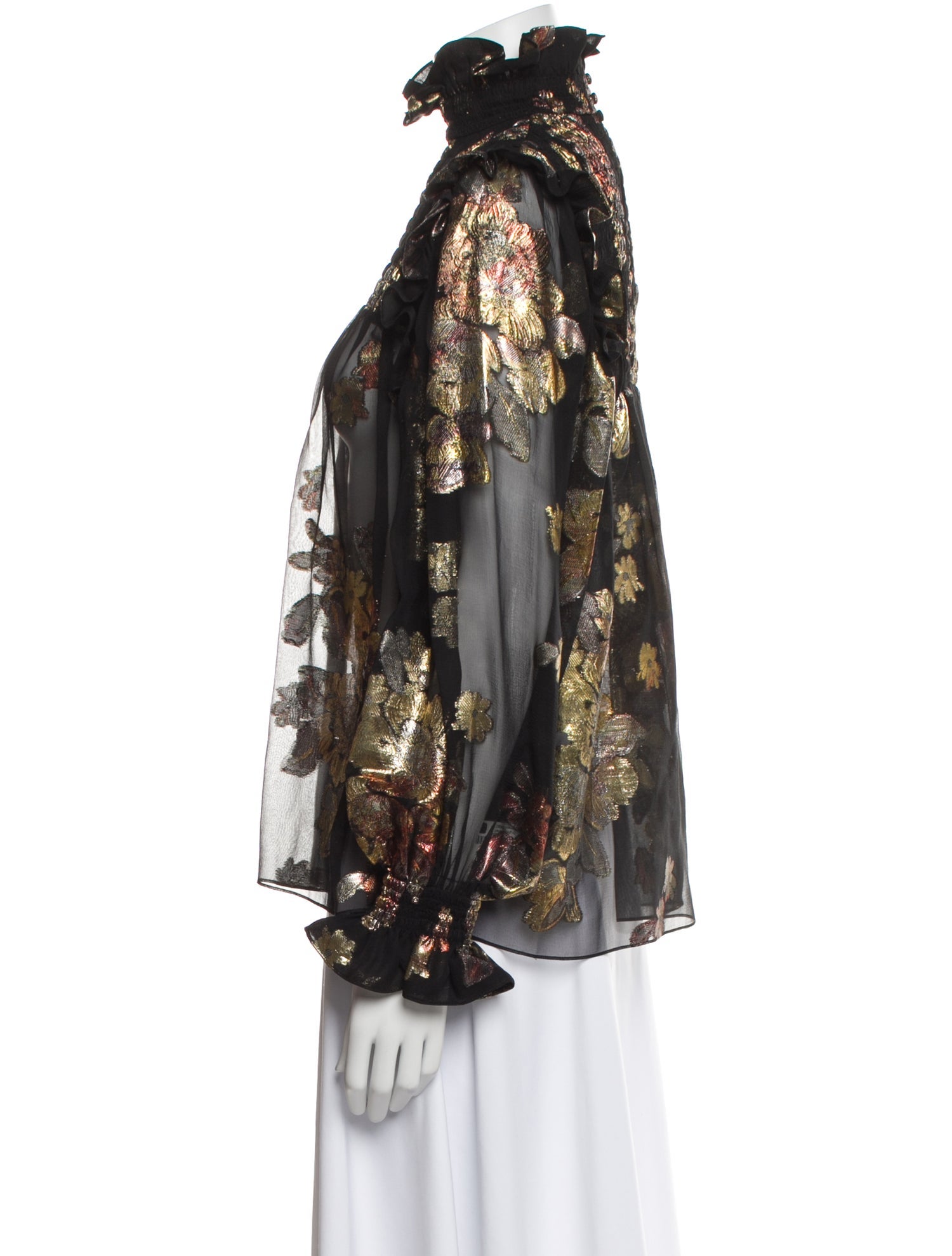 Saint Laurent Silk Floral Print Blouse w/ Tags