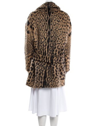 Saint Laurent Wool Animal Print Faux Fur Coat