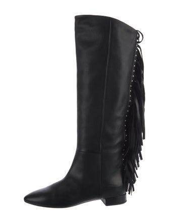 Saint Laurent Leather Studded Accents Boots
