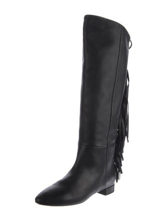 Saint Laurent Leather Studded Accents Boots