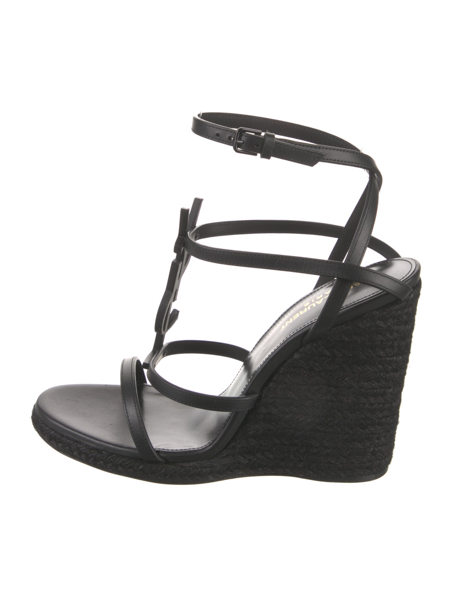 Saint Laurent Signature Logo Leather Espadrilles