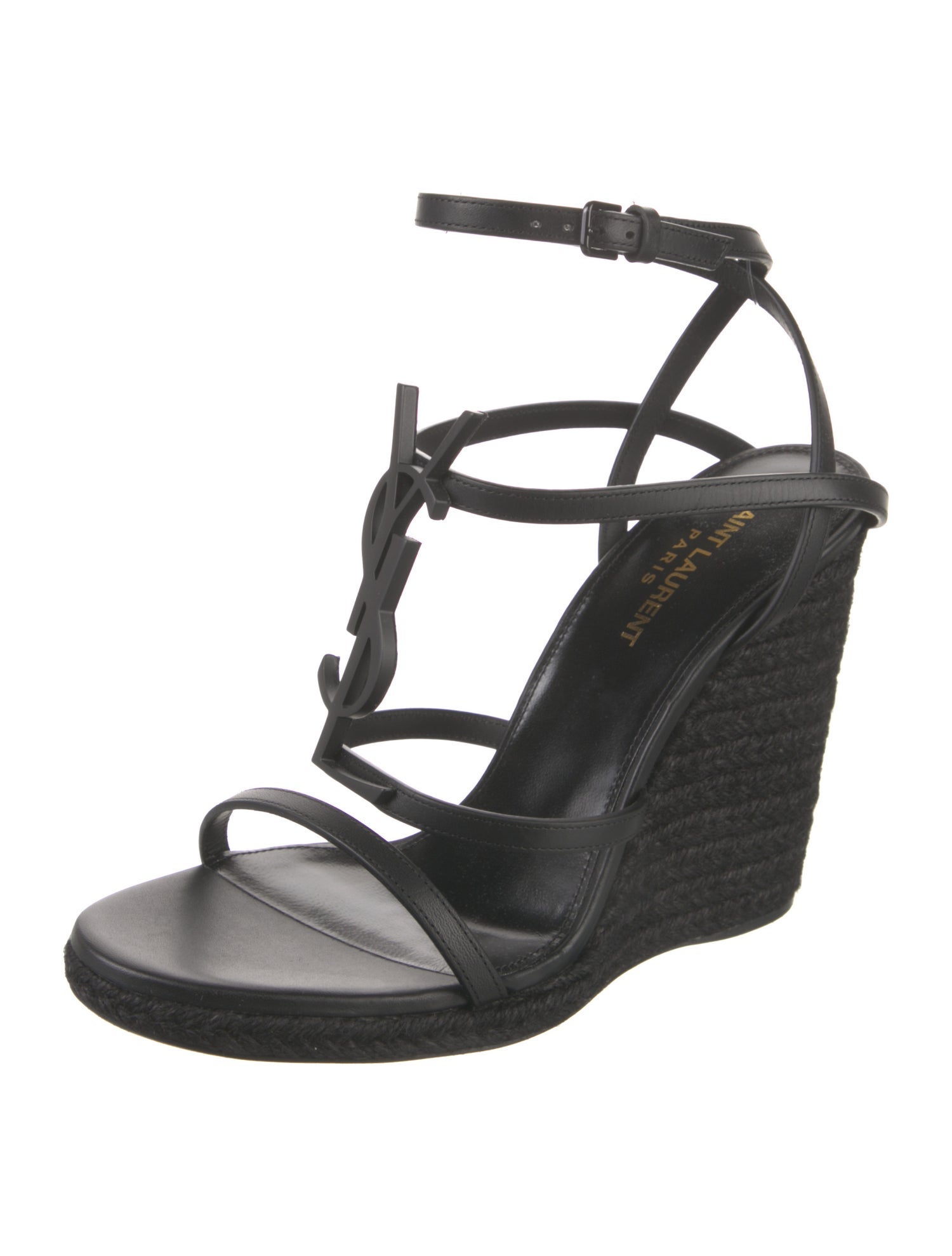 Saint Laurent Signature Logo Leather Espadrilles