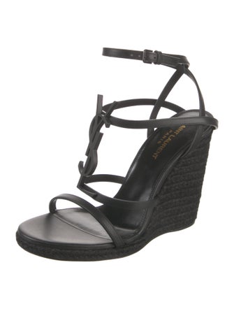 Saint Laurent Signature Logo Leather Espadrilles