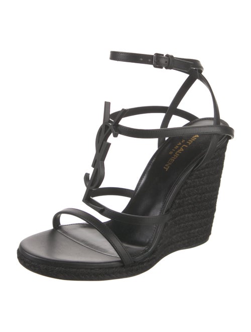 Saint Laurent Signature Logo Leather Espadrilles
