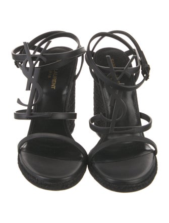 Saint Laurent Signature Logo Leather Espadrilles