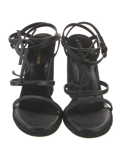 Saint Laurent Signature Logo Leather Espadrilles