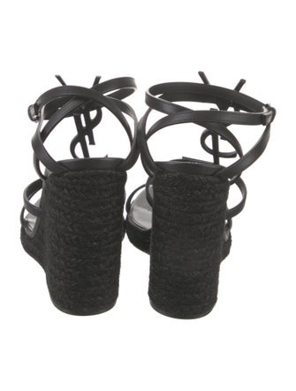 Saint Laurent Signature Logo Leather Espadrilles
