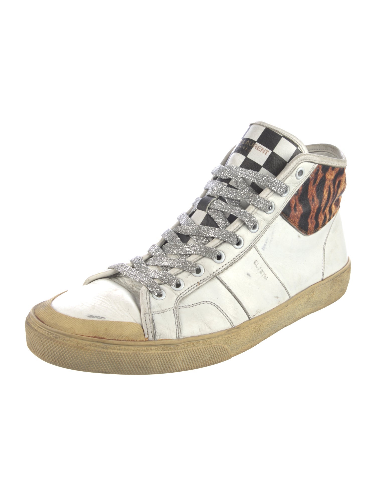 Saint Laurent Leather Animal Print Sneakers