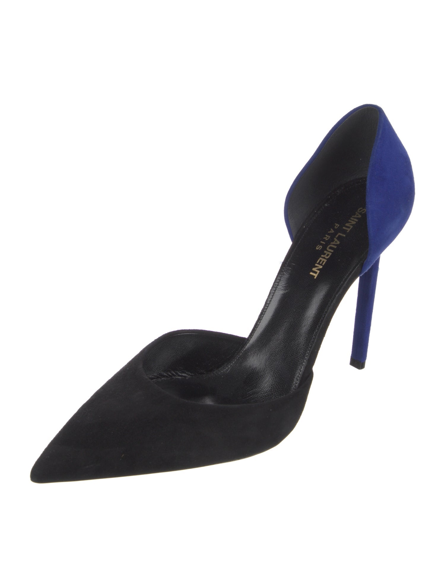 Saint Laurent Suede Colorblock Pattern D'Orsay Pumps