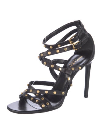 Saint Laurent Leather Studded Accents Sandals