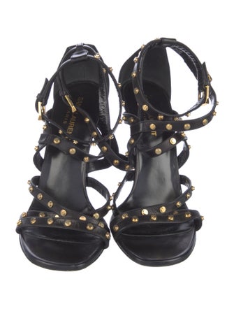 Saint Laurent Leather Studded Accents Sandals