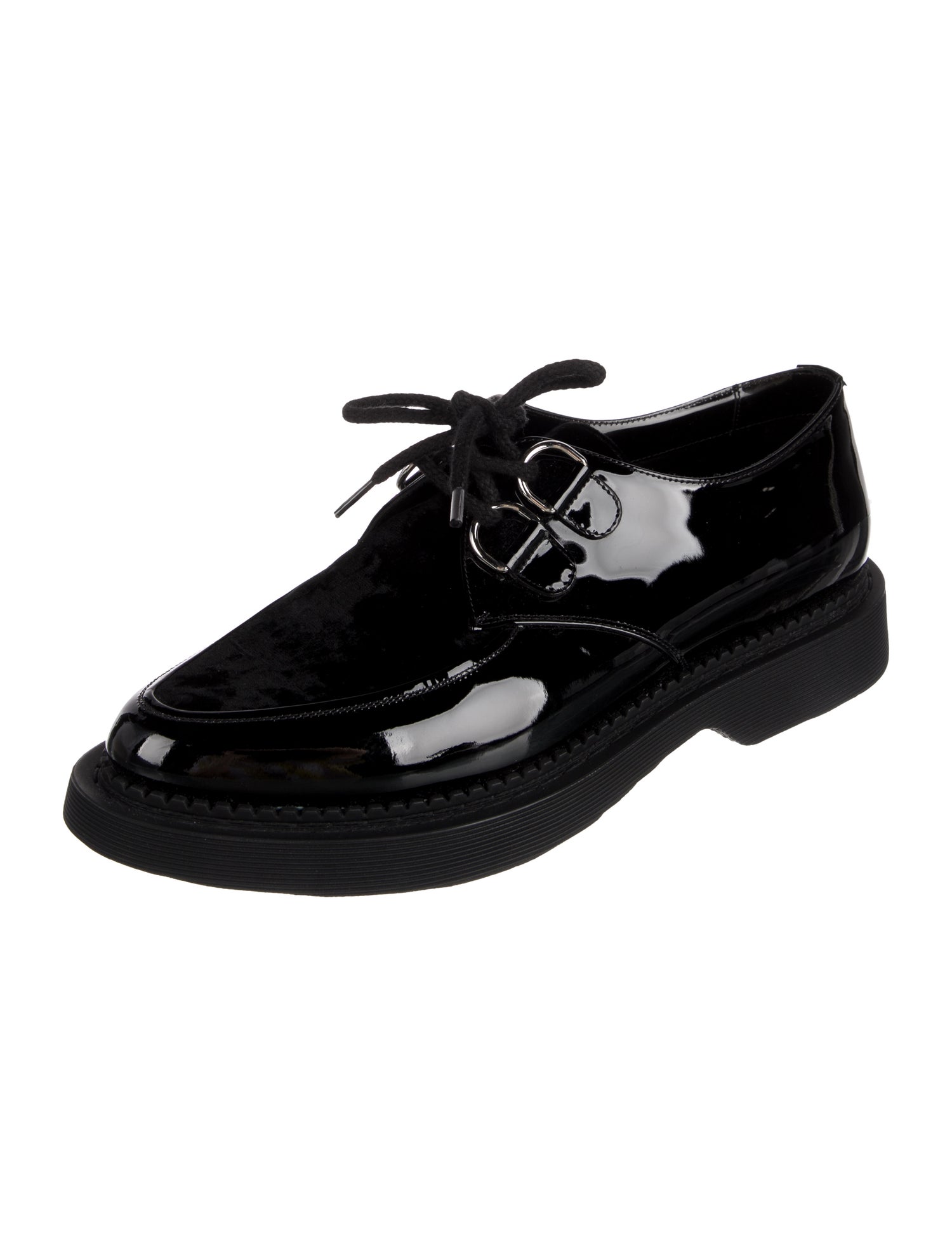 Saint Laurent Patent Leather Leather Trim Embellishment Derby Shoes