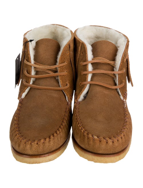 Saint Laurent Suede Colorblock Pattern Lace-Up Boots