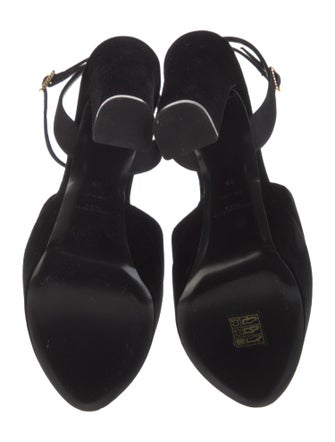 Saint Laurent Velvet Crystal Embellishments Sandals