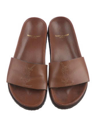 Saint Laurent Leather Embroidered Accent Slides