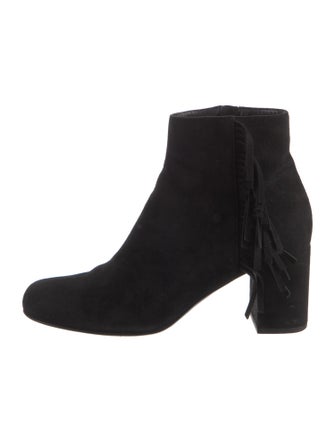 Saint Laurent Suede Fringe Trim Accent Boots