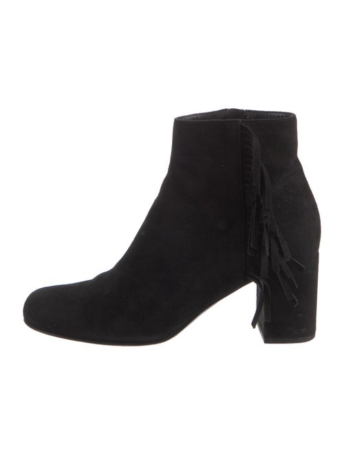 Saint Laurent Suede Fringe Trim Accent Boots