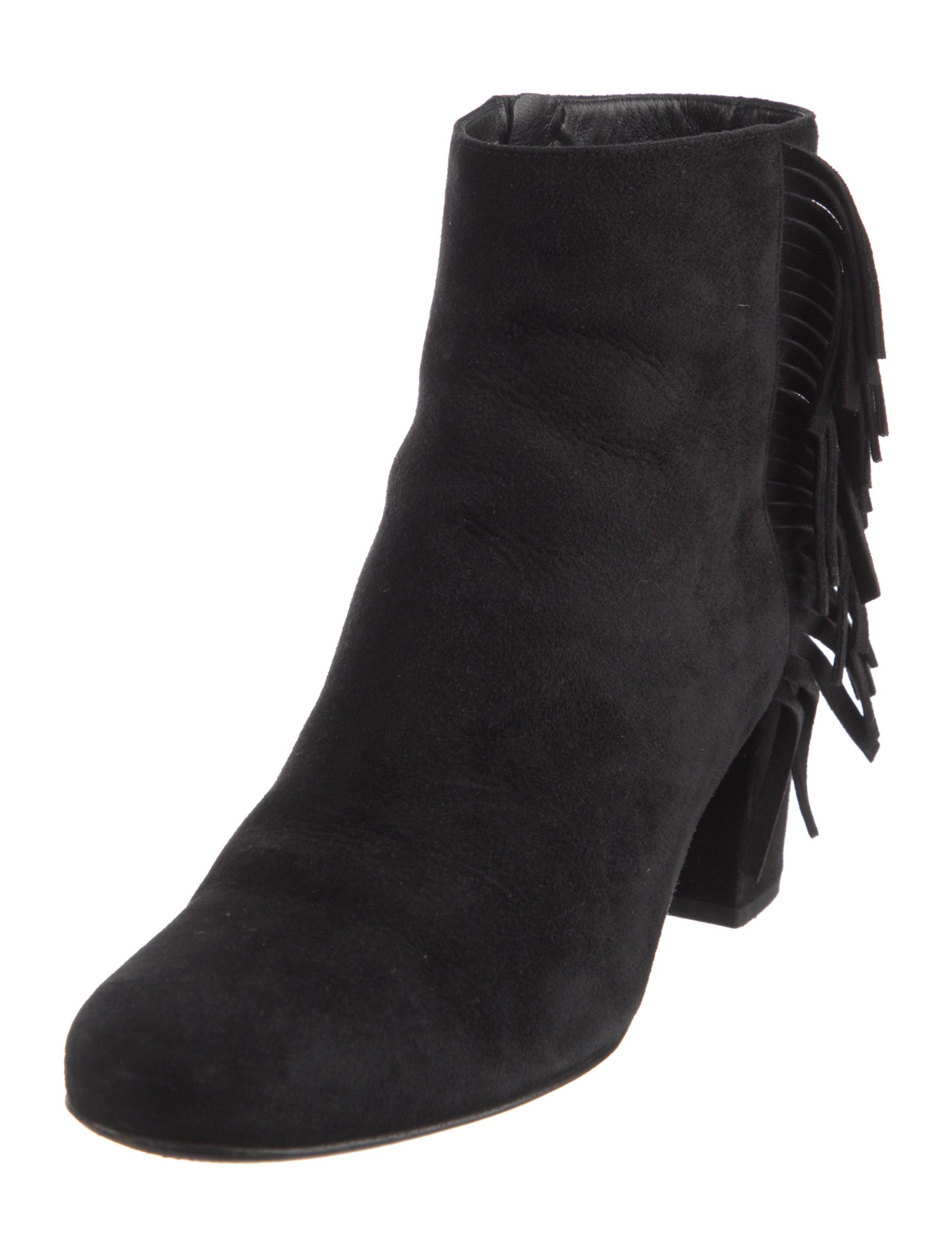 Saint Laurent Suede Fringe Trim Accent Boots