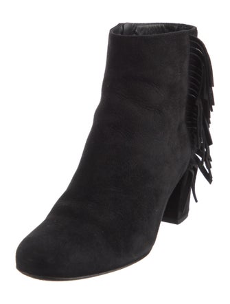 Saint Laurent Suede Fringe Trim Accent Boots