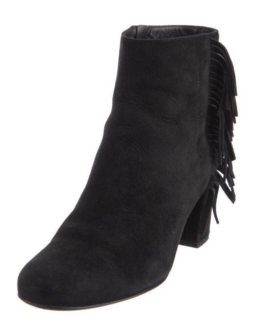 Saint Laurent Suede Fringe Trim Accent Boots