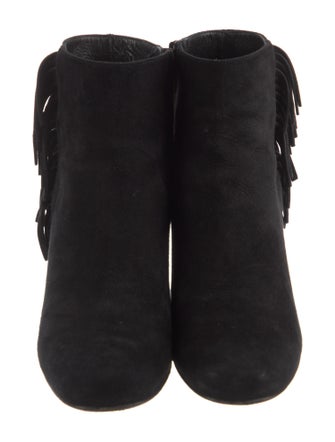 Saint Laurent Suede Fringe Trim Accent Boots
