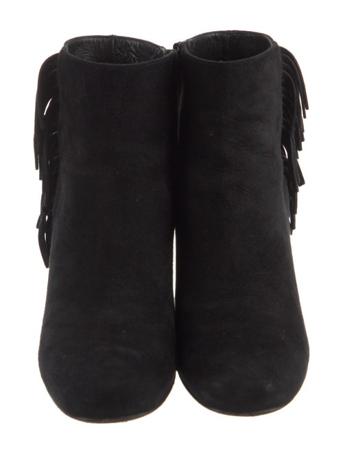 Saint Laurent Suede Fringe Trim Accent Boots