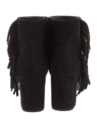 Saint Laurent Suede Fringe Trim Accent Boots
