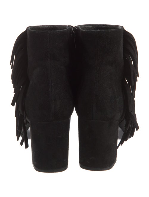 Saint Laurent Suede Fringe Trim Accent Boots