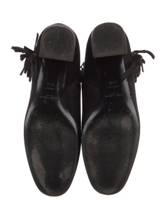 Saint Laurent Suede Fringe Trim Accent Boots