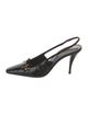 Saint Laurent Horsebit Accent Embossed Leather Slingback Pumps