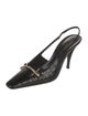 Saint Laurent Horsebit Accent Embossed Leather Slingback Pumps