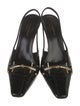 Saint Laurent Horsebit Accent Embossed Leather Slingback Pumps