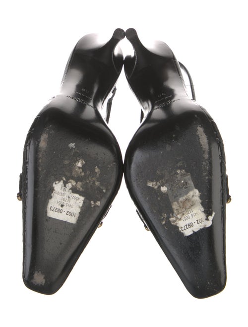 Saint Laurent Horsebit Accent Embossed Leather Slingback Pumps