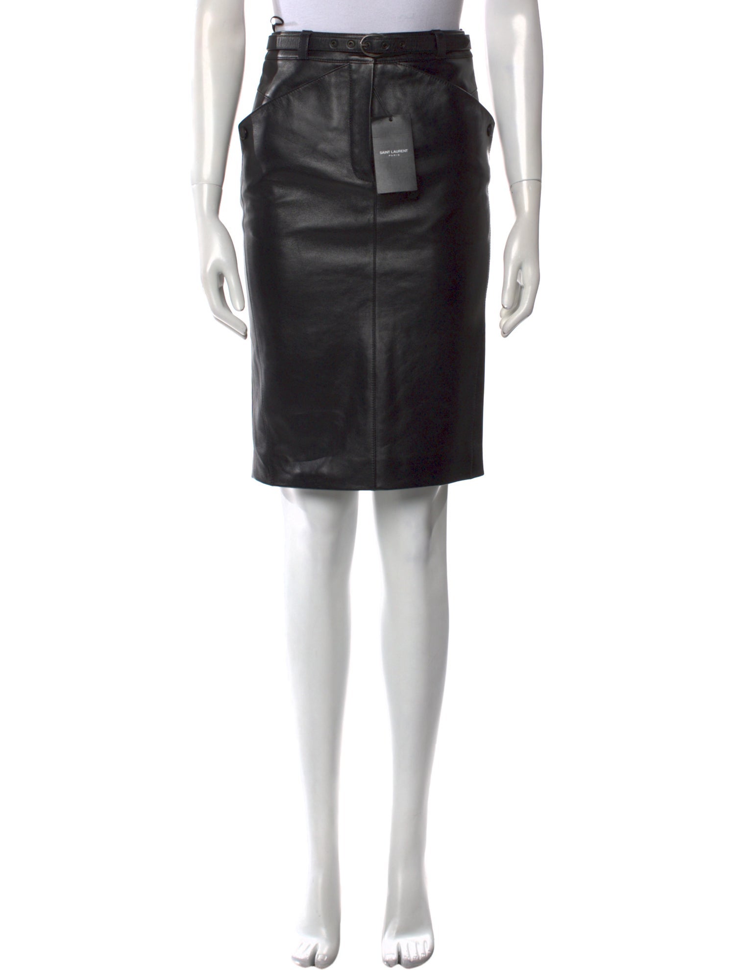 Saint Laurent Leather Knee-Length Skirt