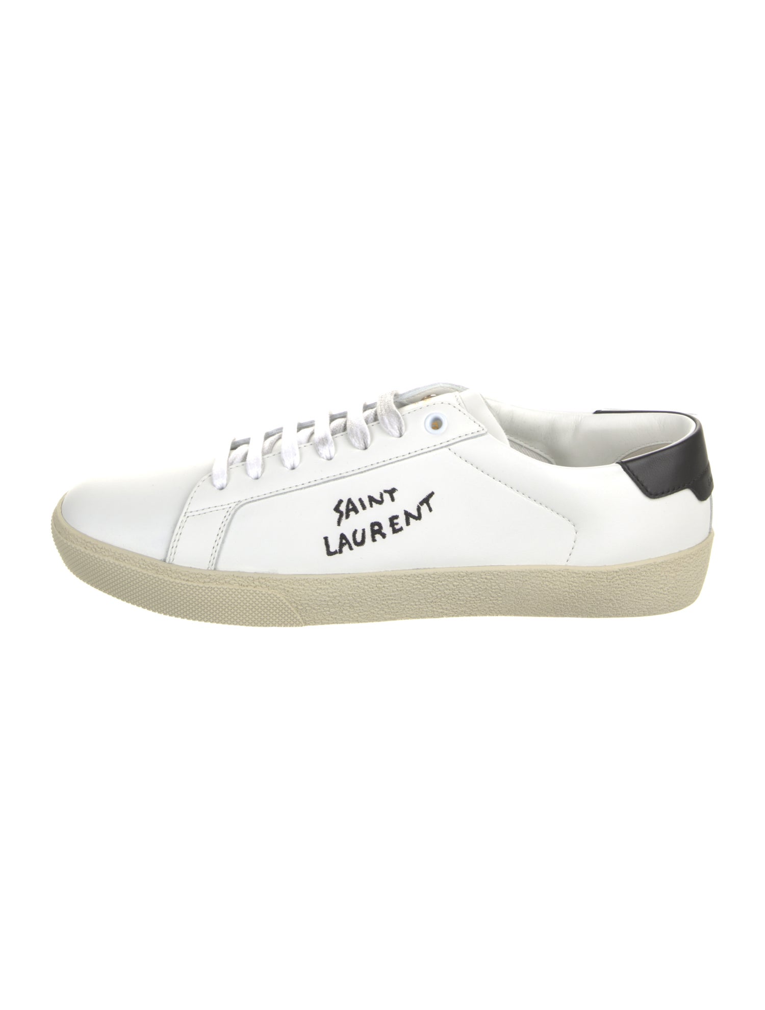 Saint Laurent Leather Embroidered Accent Sneakers