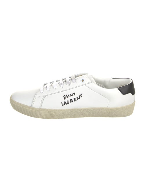 Saint Laurent Leather Embroidered Accent Sneakers