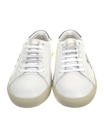 Saint Laurent Leather Embroidered Accent Sneakers
