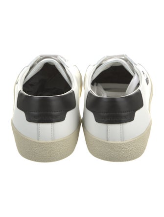 Saint Laurent Leather Embroidered Accent Sneakers