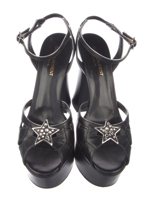 Saint Laurent Leather Crystal Embellishments Sandals
